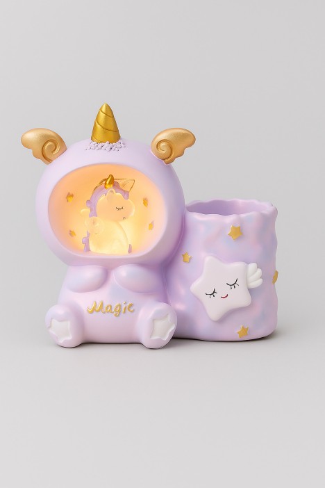 Ночник - подставка для канцелярских принадлежностей «Magic unicorn», pink (13,5 см), пластик 