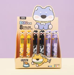 Разноцветная ручка 8 в 1 "Cute dog", black