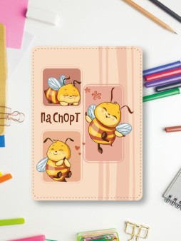 Обложка для паспорта ILikeGift "Милые пчёлки", плотность 600 мкм