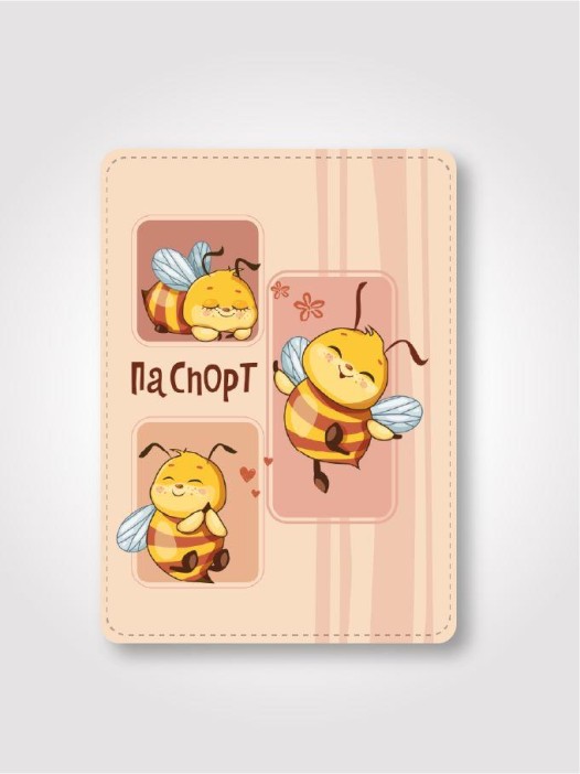 Обложка для паспорта ILikeGift &quot;Милые пчёлки&quot;, плотность 600 мкм 