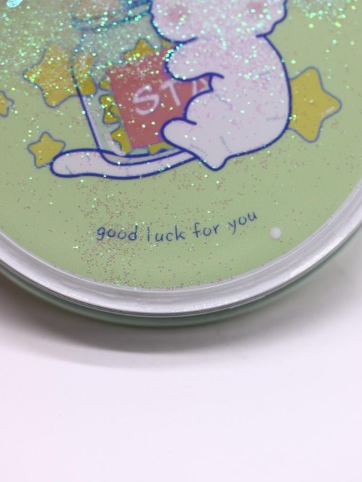 Зеркало шейкер раскладное &quot;Сute kitten&amp;stars&quot;, зеленое, 7*7 см 