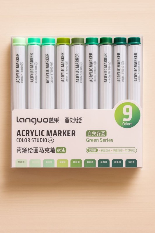 Набор акриловых маркеров 9 шт. &quot;Draw two&quot;, green 