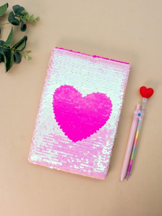 Блокнот с пайетками «Love», pink, 21х14,5 см, плотность 70 гр. 
