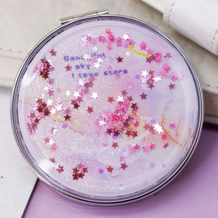 Зеркало-шейкер раскладное &quot;Planet stars&quot;, pink (7*7 см) 
