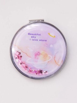 Зеркало-шейкер раскладное "Планета звезд", розовый (7*7 см)