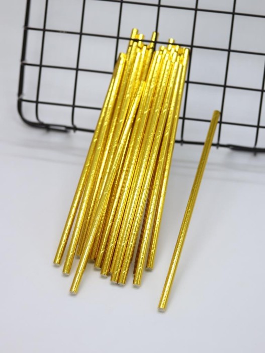 Трубочки одноразовые для напитков 25 шт. "Party go", golden (197 мм) 