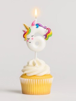 Свеча для торта "Unicorn" цифра 6, (6 см)