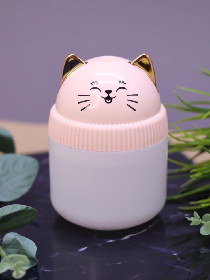 Настольный увлажнитель воздуха - ночник iLikeGift "Кошка", розовый, (портативный, USB)