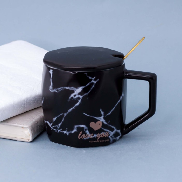 Кружка "Marble heart", black 