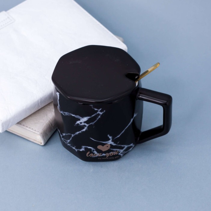 Кружка "Marble heart", black 