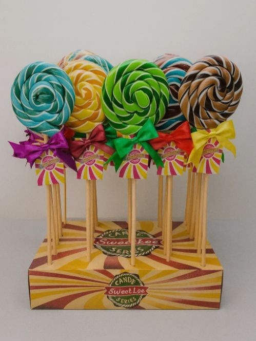 Леденцы S.L. "Завиток Большой №5" (Фейхоа,Пломбир,Йогурт,Банан,Маракуя), шоубокс - 30 шт. 