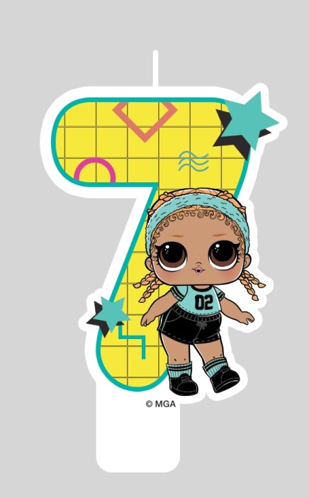 Парафиновая свеча в торт &quot;LOL. Цифра 7 , с героем&quot; 