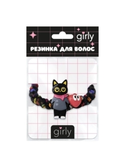 Резинка для волос GIRLY "Котик", чёрная