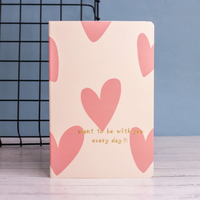 Тетрадь (A5) &quot;Pink hearts big&quot;, (13.5*20.5) 