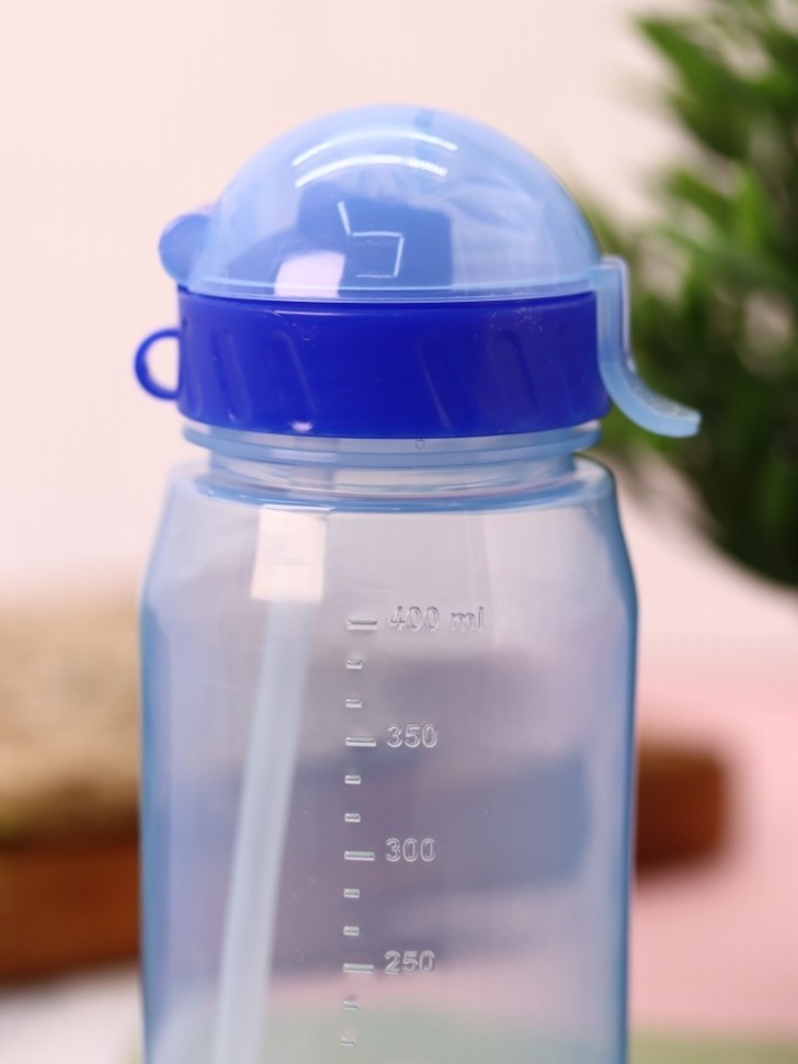 Бутылка "Classic" с трубочкой, blue (400 ml)