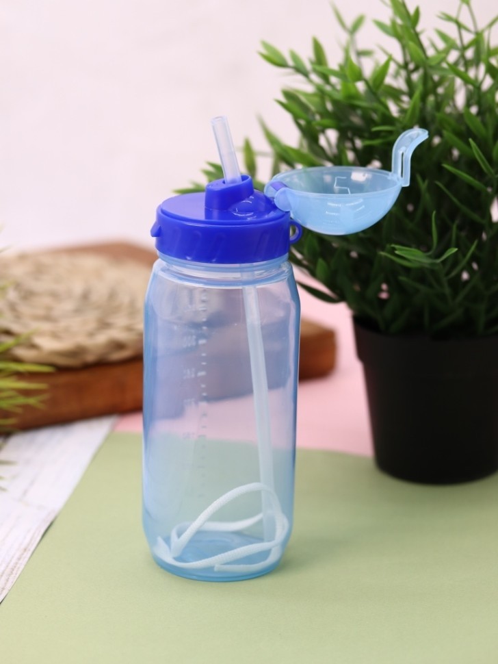 Бутылка "Classic" с трубочкой, blue (400 ml)
