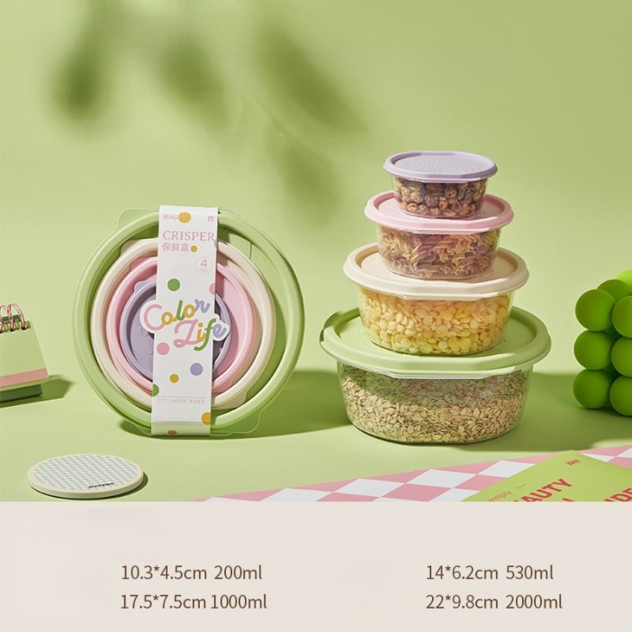 Набор контейнеров 4 шт. «Color life round» (2 л, 1 л, 0.53 л, 0.2 л) 