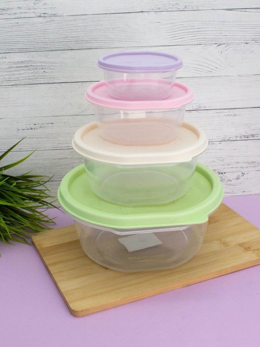 Набор контейнеров 4 шт. «Color life round» (2 л, 1 л, 0.53 л, 0.2 л) 