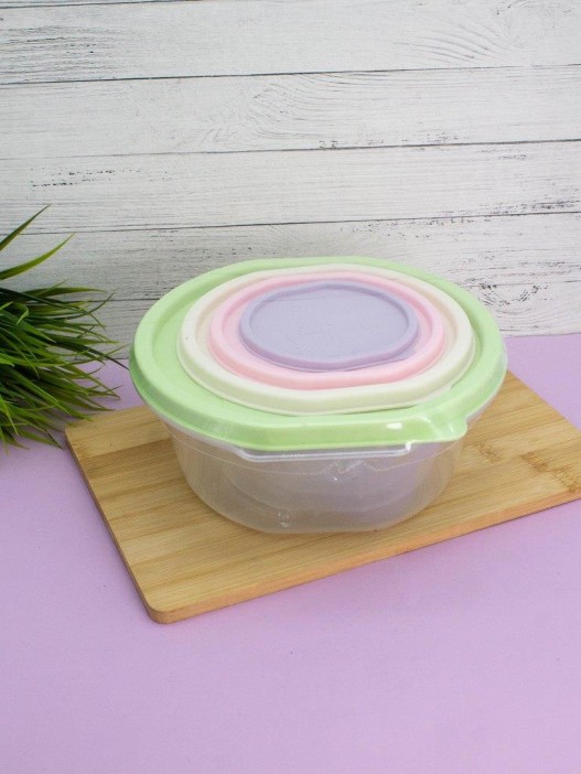 Набор контейнеров 4 шт. «Color life round» (2 л, 1 л, 0.53 л, 0.2 л) 