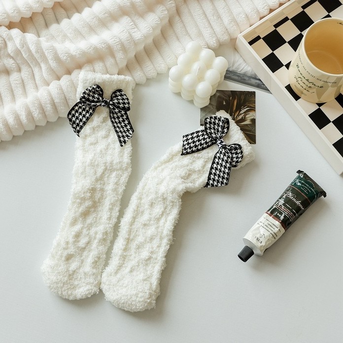 Носки iLikeGift «Bow and braids», white, мужские/женские евро размер 37-41 