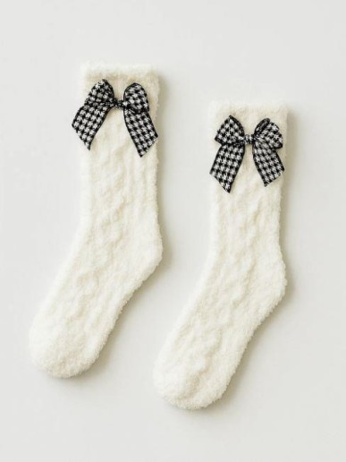 Носки iLikeGift «Bow and braids», white, мужские/женские евро размер 37-41