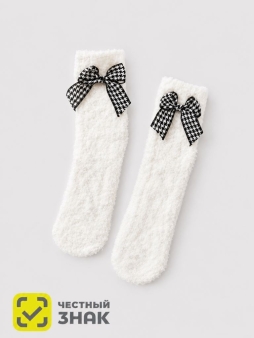 Носки iLikeGift "Бантик и косы", белые, мужские/женские евро размер 37-41