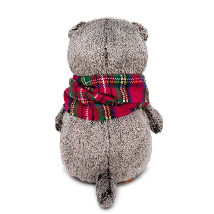 Мягкая игрушка &quot;Кот Басик и красный шарф в клеточку&quot; (22 см) 