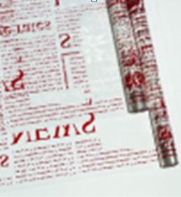 Пленка прозрачная двухцветная с рисунком &quot;Газета&quot; бело-красная, 70см*10ярд 