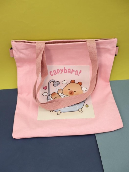 Сумка шоппер &quot;Capybara in the bath&quot;, pink 