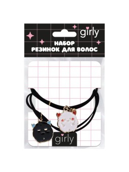 Набор резинок для волос GIRLY 2 шт. "Веселые друзья, монстры", черный
