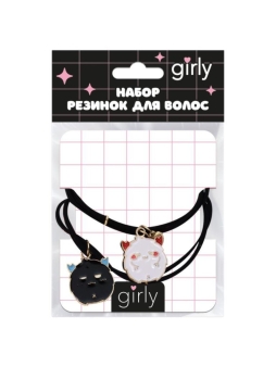 Набор резинок для волос GIRLY 2 шт. "Веселые друзья, монстры", черный