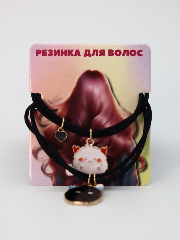 Набор резинок для волос GIRLY 2 шт. "Веселые друзья, монстры", черный
