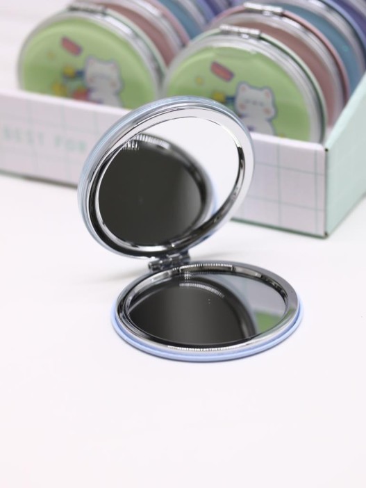 Зеркало шейкер раскладное &quot;Сute kitten&amp;fish&quot;, голубое, 7*7 см 