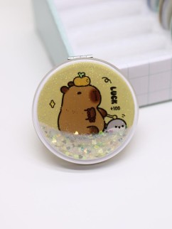 Зеркало шейкер раскладное &quot;Capybara&quot;, жёлтое, 7*7 см