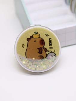Зеркало шейкер раскладное "Capybara", жёлтое, 7*7 см
