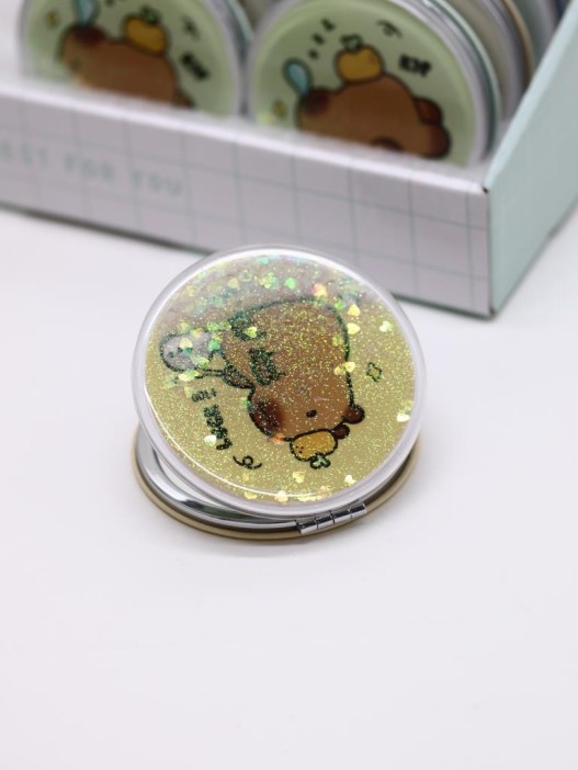 Зеркало шейкер раскладное &quot;Capybara&quot;, жёлтое, 7*7 см 