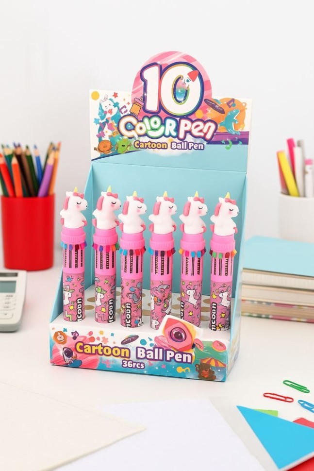 Разноцветная ручка 10 в 1 "Красивый единорог", микс