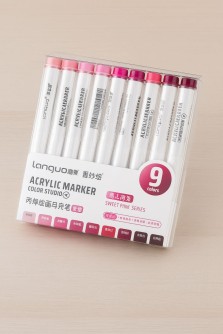 Набор акриловых маркеров 9 шт. "Draw three", red