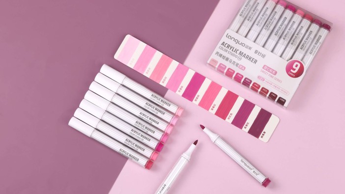 Набор акриловых маркеров 9 шт. &quot;Draw three&quot;, red 