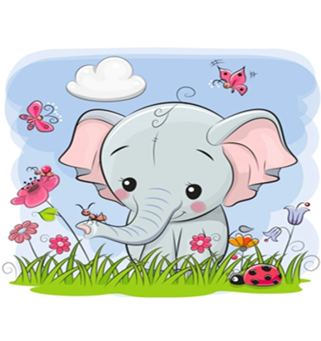 Алмазная мозаика без подрамника &quot;Слонёнок с насекомыми&quot;, 15х20 см 