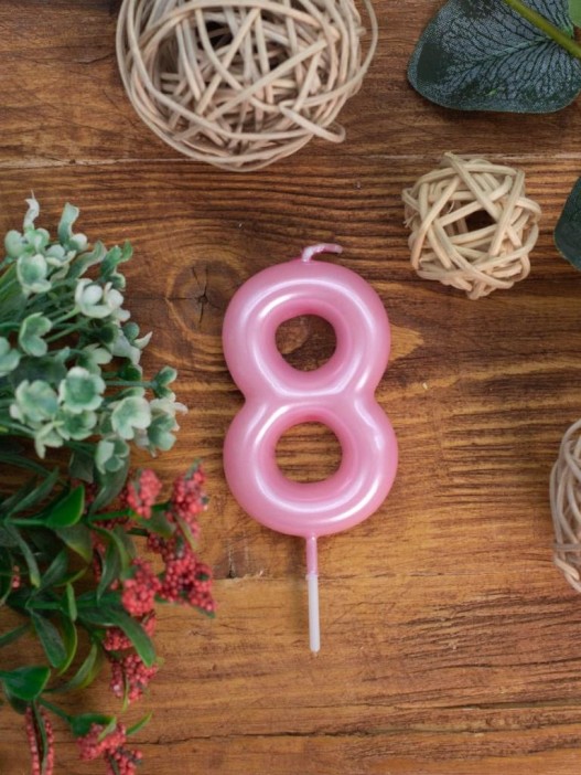 Свеча для торта &quot;Pink glow&quot; цифра 8, (6 см) 
