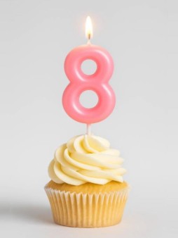 Свеча для торта "Pink glow" цифра 8, (6 см)