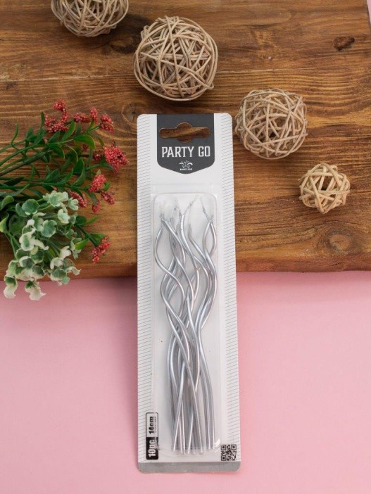 Набор свечей 10 шт. &quot;Wavy spark&quot;, silver (14 см) 