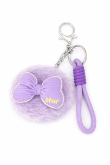 Плюшевое раскладное зеркало с брелоком "Puff bow", фиолетовое (7.5*7.5 см)