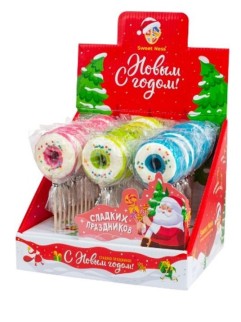 Карамель леденцовая "Новогодние веночки", 30г (малина со сливками, яблоко, лесные ягоды)