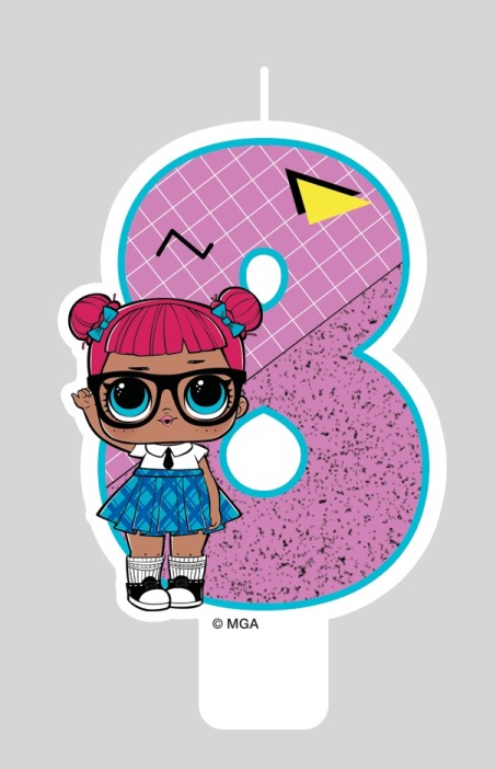 Парафиновая свеча в торт &quot;LOL. Цифра 8 , с героем&quot; 