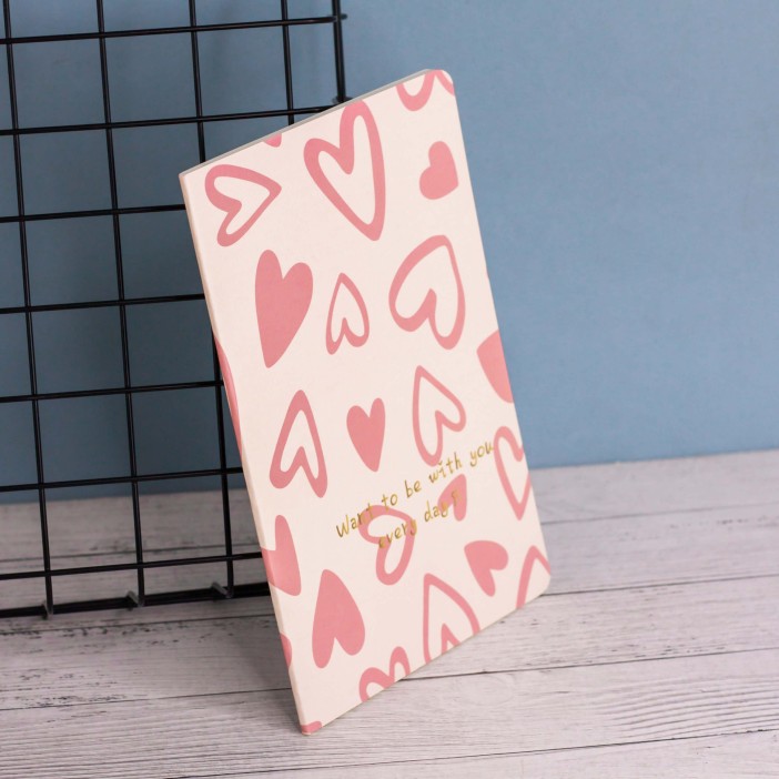 Тетрадь (A5) &quot;Pink hearts chaotic&quot;, (13.5*20.5) 