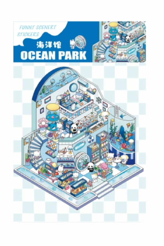 Наклейки+пинцет для творчества румбокс "Океанариум", голубые (19,6*27,8 см) 