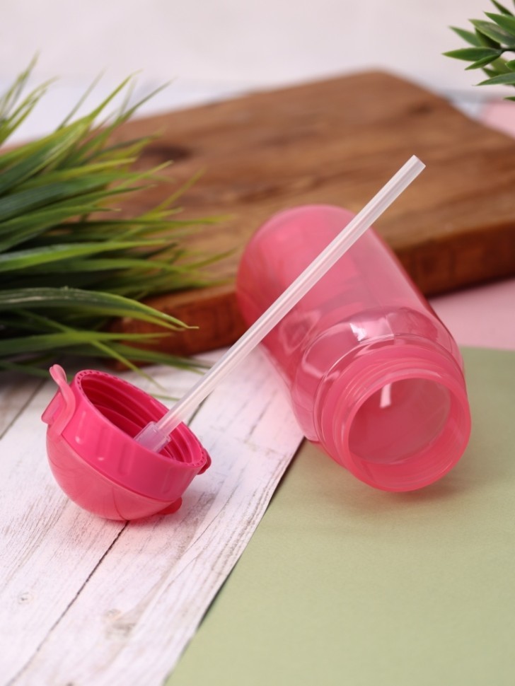 Бутылка "Classic" с трубочкой, pink (400 ml)
