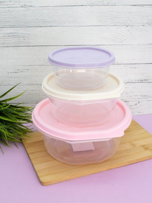 Набор контейнеров 3 шт. «Color life round» (2 л, 1 л, 0.53 л) 